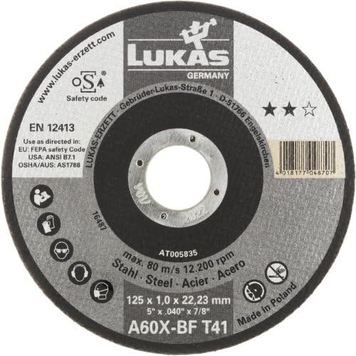 LUKAS ERZETT 50 discos de corte T41 para acero 115 x 1 mm, recto, para amoladora angular, A60X-BF, 13 x 14 x 9 cm