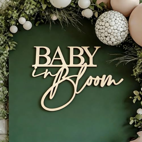 Wooden Baby in Bloom Sign for Backdrop Floral Theme Welcome Babies Wall Sign for Baby Shower Birthday Party Balloon Arch Decoration
