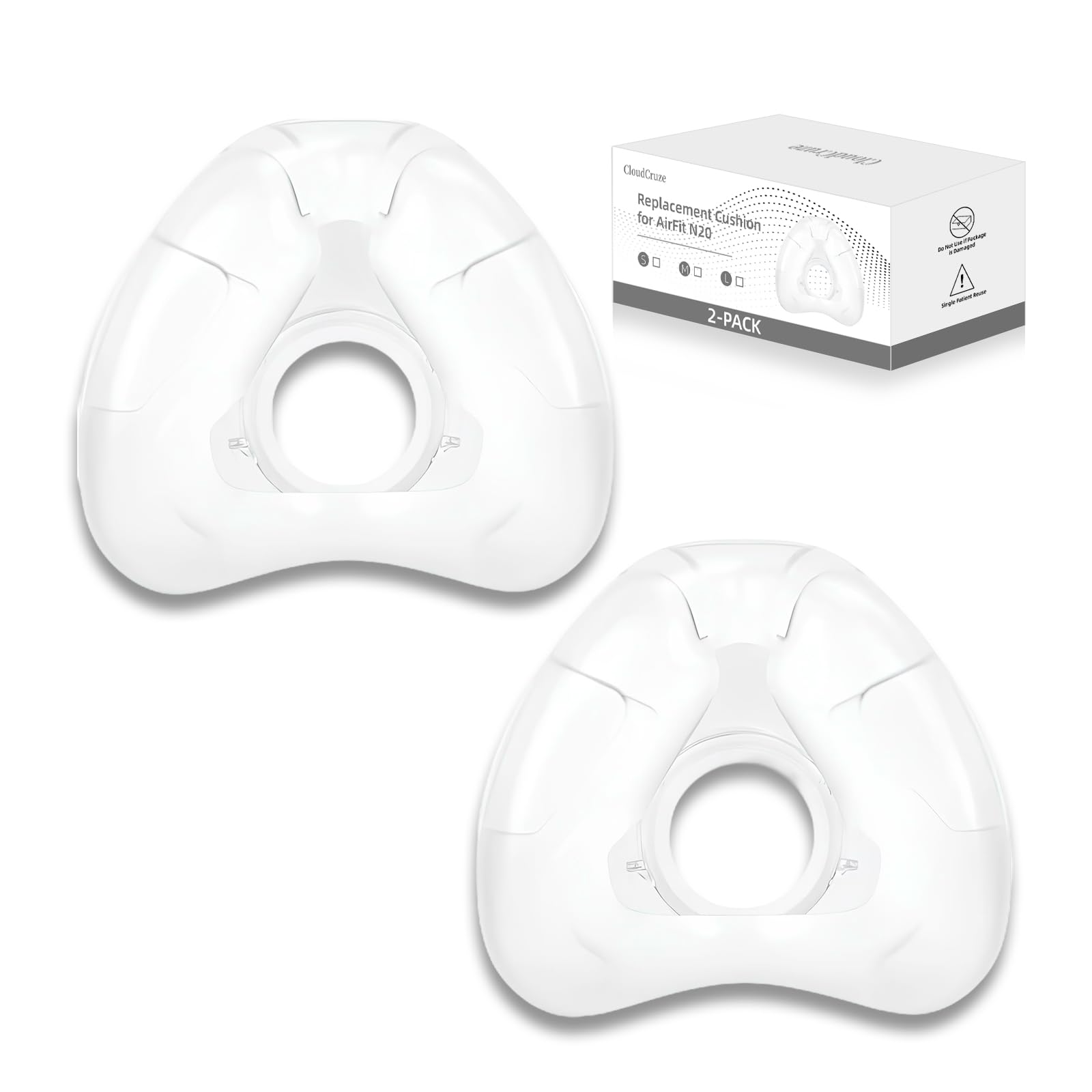 View 1 of 2 Pack Replacement Nasal Cushion for ResMed AirFit N20, Compatible with Original Frame, Reliable Seal and Durable Replacement Supplies, Medium