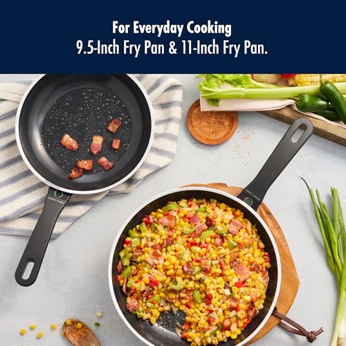 Image of Henckels x Emeril, Nola 2-Pc Ceramic Fry Pan Set, Made in Italy, Black | Oven Safe Up To 350F, Free of PFAS, PFOA, PTFE, Lead & Cadmium. Induction Cookware Compatible Designed for All Cooktops.