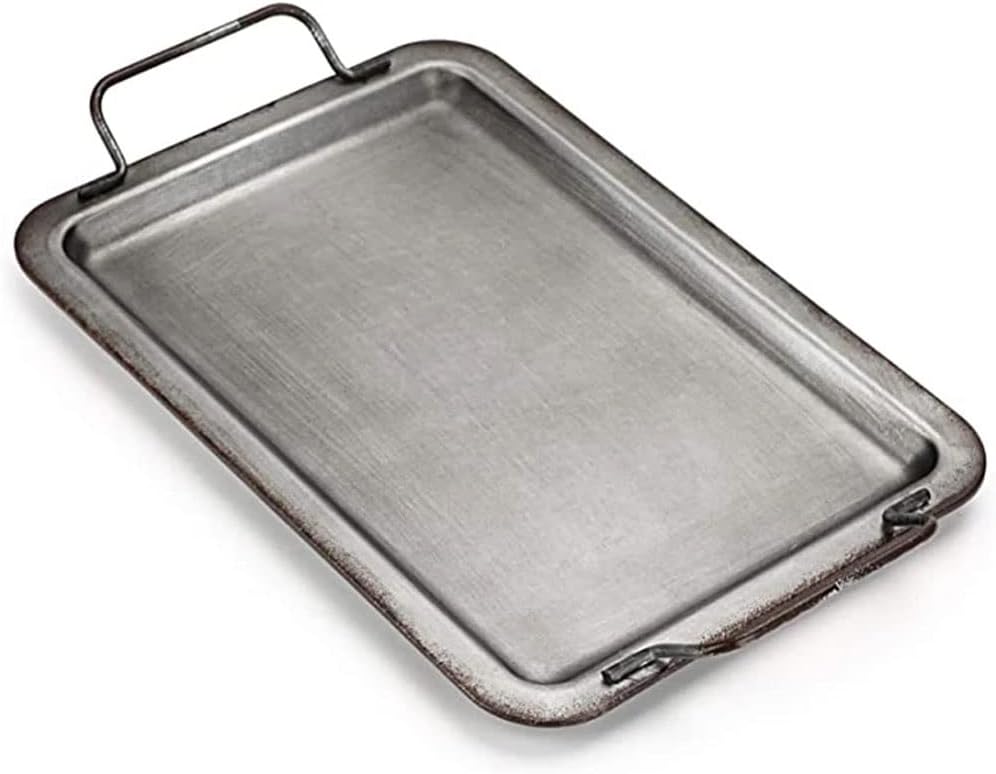 FMURY European Retro Square Iron Plate with Handles Metal Vintage Bread Tray Home Decoration Garden Restaurant Table Photographing