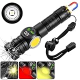 Zaklampen Hoge Lumen met Magneet, Super Heldere 10000 Lumen LED Zaklamp USB Oplaadbaar met LCD Power Display, Zijlicht met COB 9 Lichtmodi, Waterdicht voor noodgevallen, Camping, Vissen