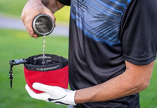 Image of Club Scrub Golf Club and Golf Ball Cleaning Bag, Waterproof Clean Face Technology Liner, Detachable Clip, Machine Washable, Cleans Club Grooves, Dry Exterior (Neoprene or Microfiber Option Available)