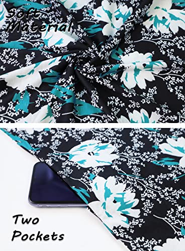 Image of SimpleFun Summer Dresses for Women Beach Floral Tshirt Sundress Casual Pockets Boho Tank Dress