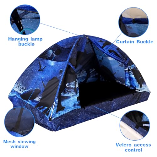 Image of Kid Bed Tent -Twin Play Tent Baby Toddlers Dream Playhouse for Bedroom Decor Indoor Games Twin Size Bed Canopy by CRAWLBO(Dinosaurs)