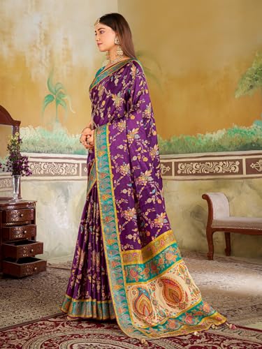 Image of Glory Sarees Women's Luxurious Dola Pure Silk Original Saree Position Print Work Madhubani Inspired Motifs Banarasi Kanjivaram Style Saree With Blouse Piece (Elegant101 Parent)
