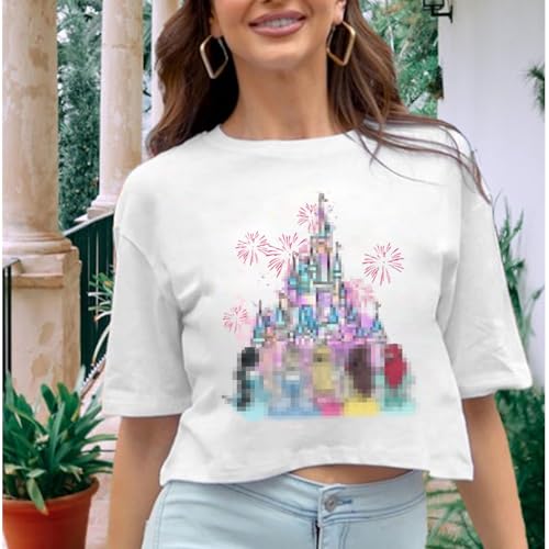 Image of Magical Crop Shirt for Women Magic Kingdom Princess Tshirt Funny Family Vacation Trip Tee Casual Holiday Top