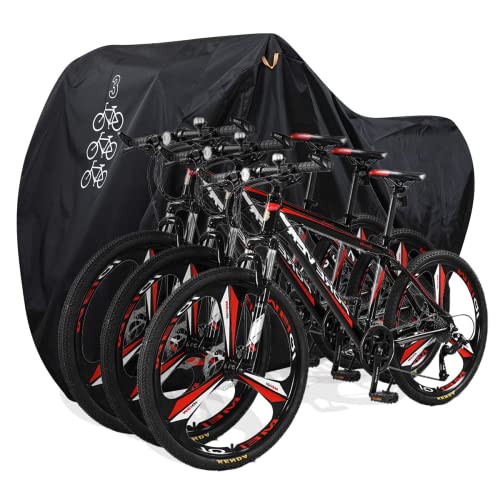 DerBlue Housse pour 2 ou 3 vélos avec Trou de Serrure et Boucles de sécurité réfléchissantes pour Le Rangement extérieur des VTT et des vélos de Route, imperméable, Anti-UV,210D Oxford Cover