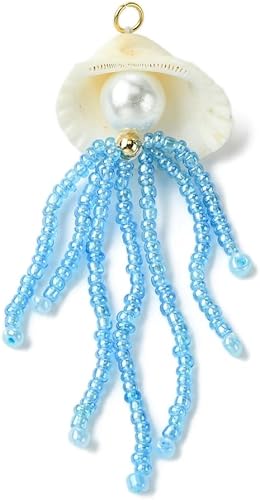 10 piezas de dijes de océano de la serie azul, accesorios hechos a mano con cuentas de animales marinos, pequeños adornos colgantes de medusas para