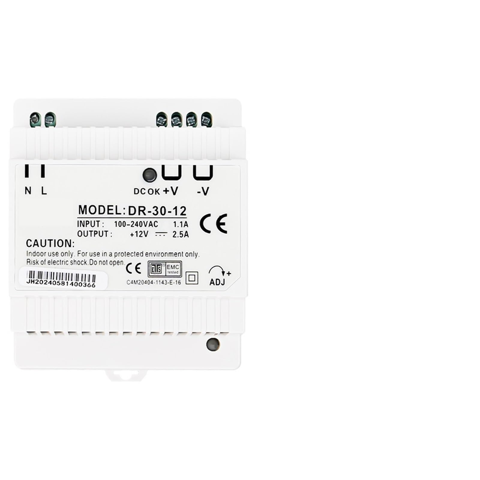 Fuente conmutada DR-30 24V 30W para carril DIN con salida única eficiente 4