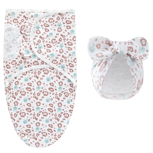 Image of Baby Swaddle Sleep Sack with Hat Set for 0-3 Months 3-Pack Soft Cotton Newborn Wearable Swaddle Wrap for Girls Boys (Purple Set)