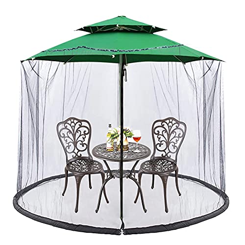 7.5-11ft Umbrella Mosquito Nettingï¼ŒGarden Patio Umbrella Mosquito Netting,with Double Zipper Door, for Almost Outdoor Market Table Umbrellas & Cantilever Offset Hanging Umbrella w/Tilt