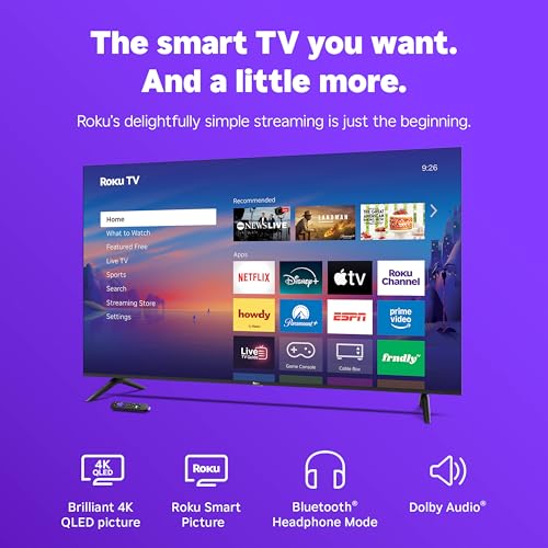 Image of Roku Smart TV 2026 - 65-Inch Select Series, 4K QLED TV - Roku TV with Voice Remote - Flat Screen QLED Television with Wi-Fi for Streaming Live Local News, Sports, & Movies - Bluetooth Headphone Mode