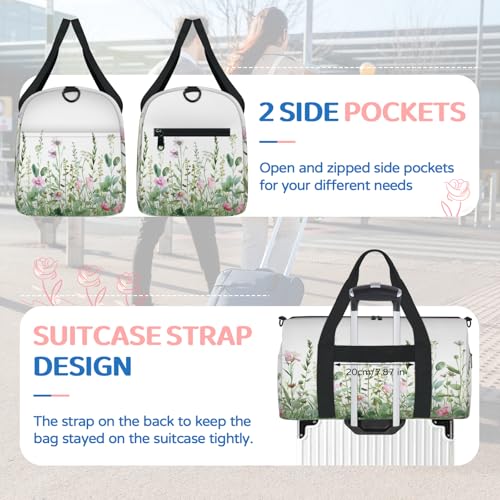 Spring Travel Duffel Bag for Women and Men, Wild Flower Sport Tote Gym Bag Carry on Weekender Overnight Bags4