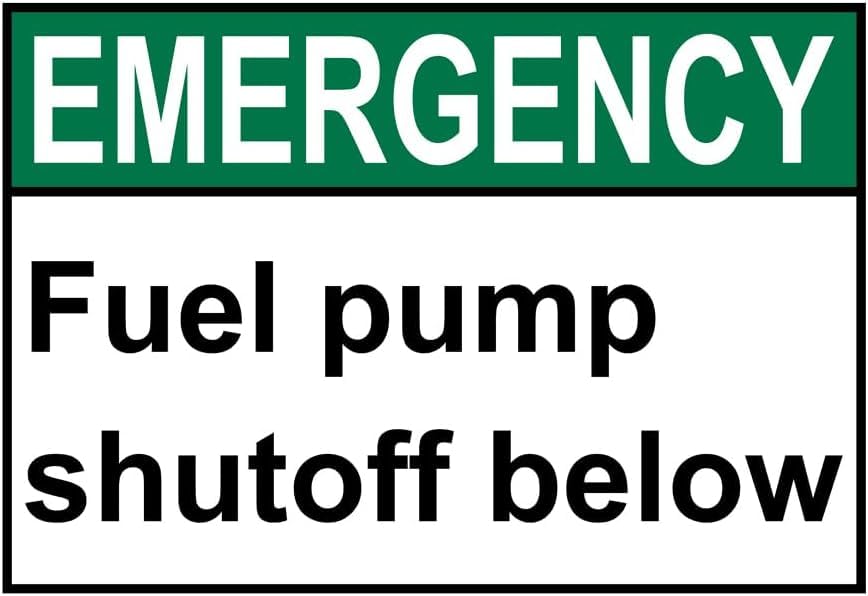 GXERKL Emergency Fuel Pump Shutoff Below Rust Free Aluminum Tin Sign - Warning Decor with Pre-Drilled Holes for Indoor-Outdoor Gas Station, Factory Fuel Zone, Farm Fuel Pump - 8x12 Inch​