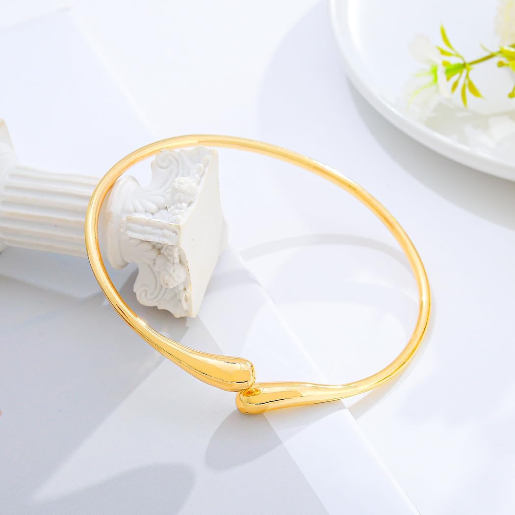 Silver Arm Cuff Bracelet for Women Gold Upper Arm Bracelets Adjustable Teardrop Arm Cuff Minimalist Bangle - Image 2