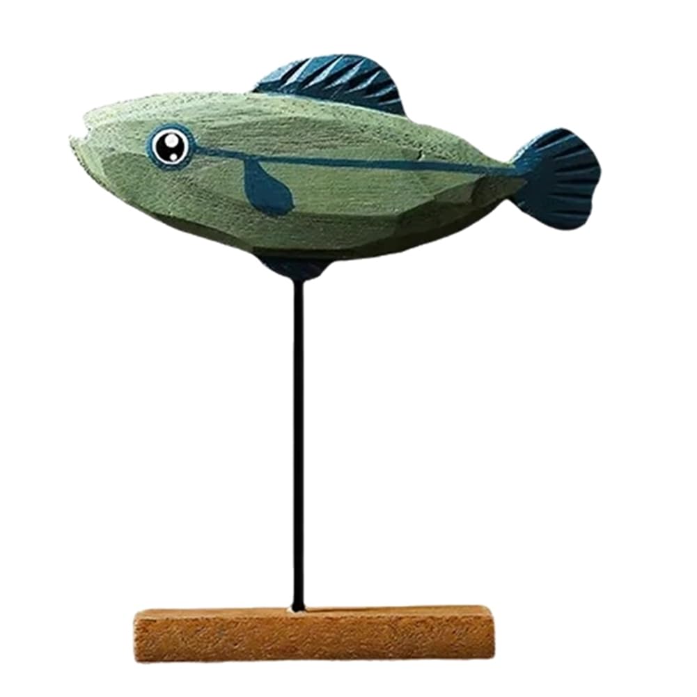 CTRLZS Wooden Fish Statue Nordic Home Decorations Fish Sculpture Ornaments Living Room Bedroom Restaurant Decoration D