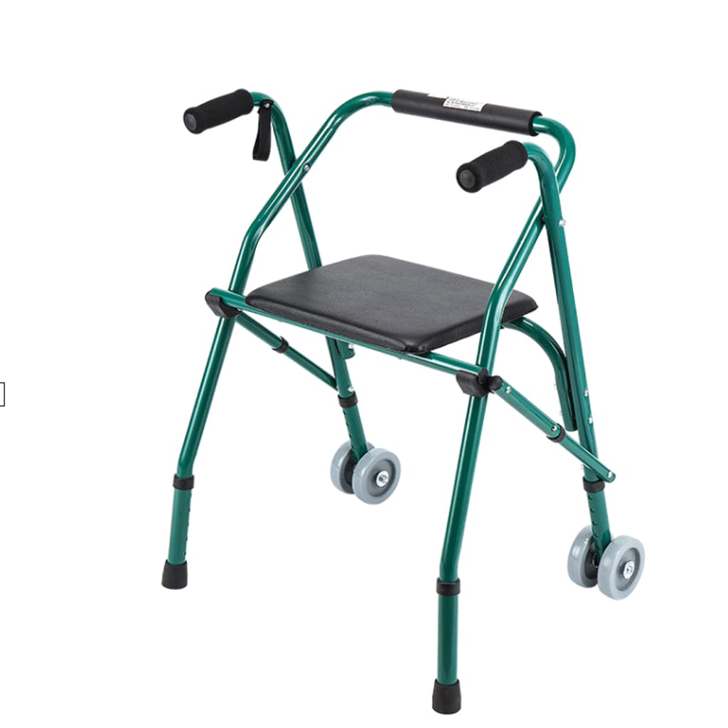 5. Gang Höhenverstellbarer Gehwagen mit Sitzstütze Gehrahmen Aluminiumlegierung Klappbarer Mobilitätsrollator für Senioren