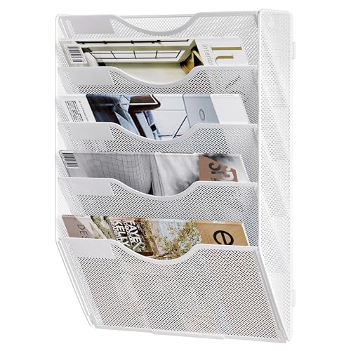 Solinxe Hängeregister Zeitschriftenständer Wand mit 5 Fächern Wandablagefächer A4 Dokumentenablage Zeitungshalter Büro Schule Ablage Organizer, Weiß Solinxe Hängeregister Zeitschriftenständer Wand mit 5 Fächern Wandablagefächer A4 Dokumentenablage Zeitungshalter Büro Schule Ablage Organizer, Weiß