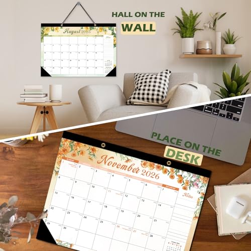 Image of ZTX Desk Calendar 2026-2027 Calendar Large 17 inchx12 inch Jan.2026-Jun.2027 Floral
