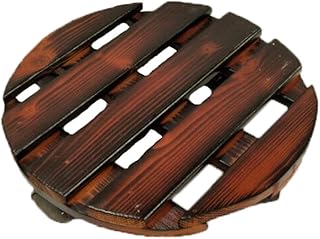 ZENGQIANGJING Carbonizzato in legno massello di fiore vassoio Caddy Plant Stand Dolly Trolley Motori Pot Pot Rack for interni Piantatore for esterni Trolley a 360 ° Rotating roters rotolamento vassoio