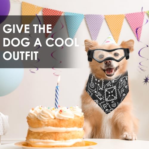 Hundebrille für Kleine Hunde, Wasserdicht Hundeschutzbrille mit Hundehalstuch, Verstellbare, UV-beständige, windabweisende Schutzbrille, Motorradbrille für Kleine Mittelgroße Hunde