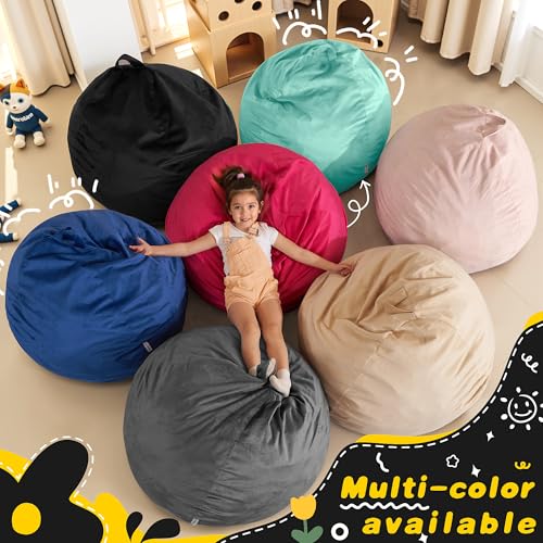 HABUTWAY 2FT Bean Bag Chair, 2' Beanbags Small Bean Bag Chairs with Filling, Teardrop Bean Bag Chair Luxurious Velvet Ultra Soft Fur with Removable Cover (Black) by HABUTWAY - Image 7