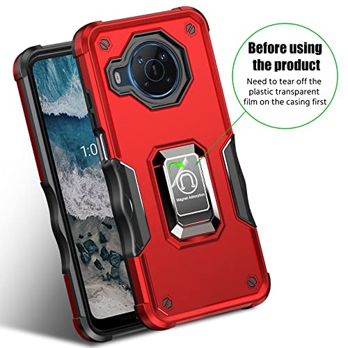 Lokyoo For Nokia X100 6.67 Inch Case, Metal Ring Magnetic Support Kickstand, Drop Tested Cover, Compatible With Magnetic Car Mount, Protective Phone Case For Nokia X100 Case-Red #TOP3