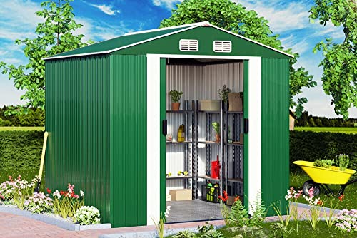 HLJMAQ XXL Gerätehaus Geräteschuppen 5m² Metall Gartenhaus Schiebetür 8,4m³ – Bild 4