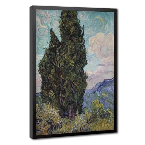 Toile Cyprès de Vincent Van Gogh | Cadre à suspendre 50x76 cm | Décoration murale bureau