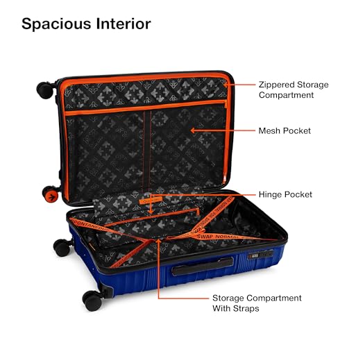 Image of Nasher Miles Mumbai Hard-Sided Polypropylene 8 Wheels Double Spinner Luggage Set of 2 Navy Blue Trolley Bags (65 & 75 cm), Medium & Large