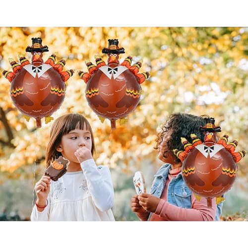 Image of Turkey Balloon Thanksgiving Balloons Turkey Foil Balloons for Fall Harvest Thanksgiving Autumn Themed Party Decoration Supplier Birthday Party Festival Balloons Party Sets 3Pcs