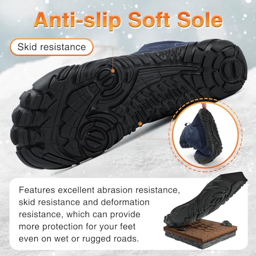 Image of Womens Mens Barefoot Boots Shoes Minimalist Winter Snow Boots Warm Ankle Booties Zero Drop Sole Wide Toe Box Slip on Sneakers