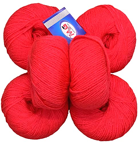 Image of 100% Acrylic Wool Candy Red (6 pc) Baby-Soft Wool Ball Hand Knitting Wool /Art Craft Soft Fingering Crochet Hook Yarn, Needle Knitting Yarn Threa S TZD
