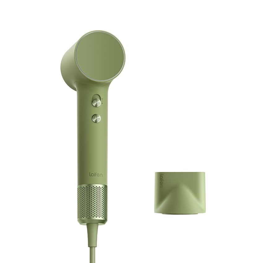 Laifen Mini asciugacapelli, asciugacapelli agli ioni negativi con motore brushless da 110.000 giri/min, asciugatura rapida, asciugacapelli silenzioso ad alta velocità (verde)