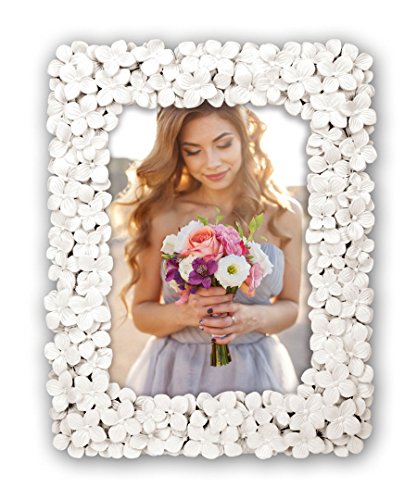 Idealtrend Blumen Bilderrahmen Weiß 13x18 cm 20x25 cm Blumen Motiv Foto Rahmen Porträt: Format: 20x25 Cover