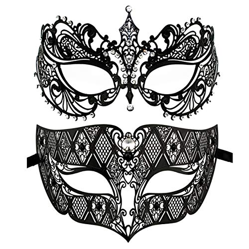 Image of Coddsmz Couples Venetian Masquerade Mask Set Luxury Style Princess Party Mask for Couples Women and Men Mardi Gras Masks