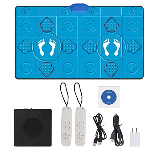 Dance Mat Game– HDMI Wireless Double user Video Game Dance Pad for Kids Adults Multi-Function Dance mat Games for TV Plug and Play,Built-in Game Console for PC TV (11MM PU, 2 Controller English)