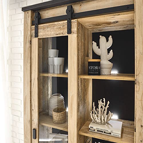 Lomadox Wohnwand in Old Style hell Nb. mit anthrazit, B/H/T: ca. 388/201/43 cm – Bild 3