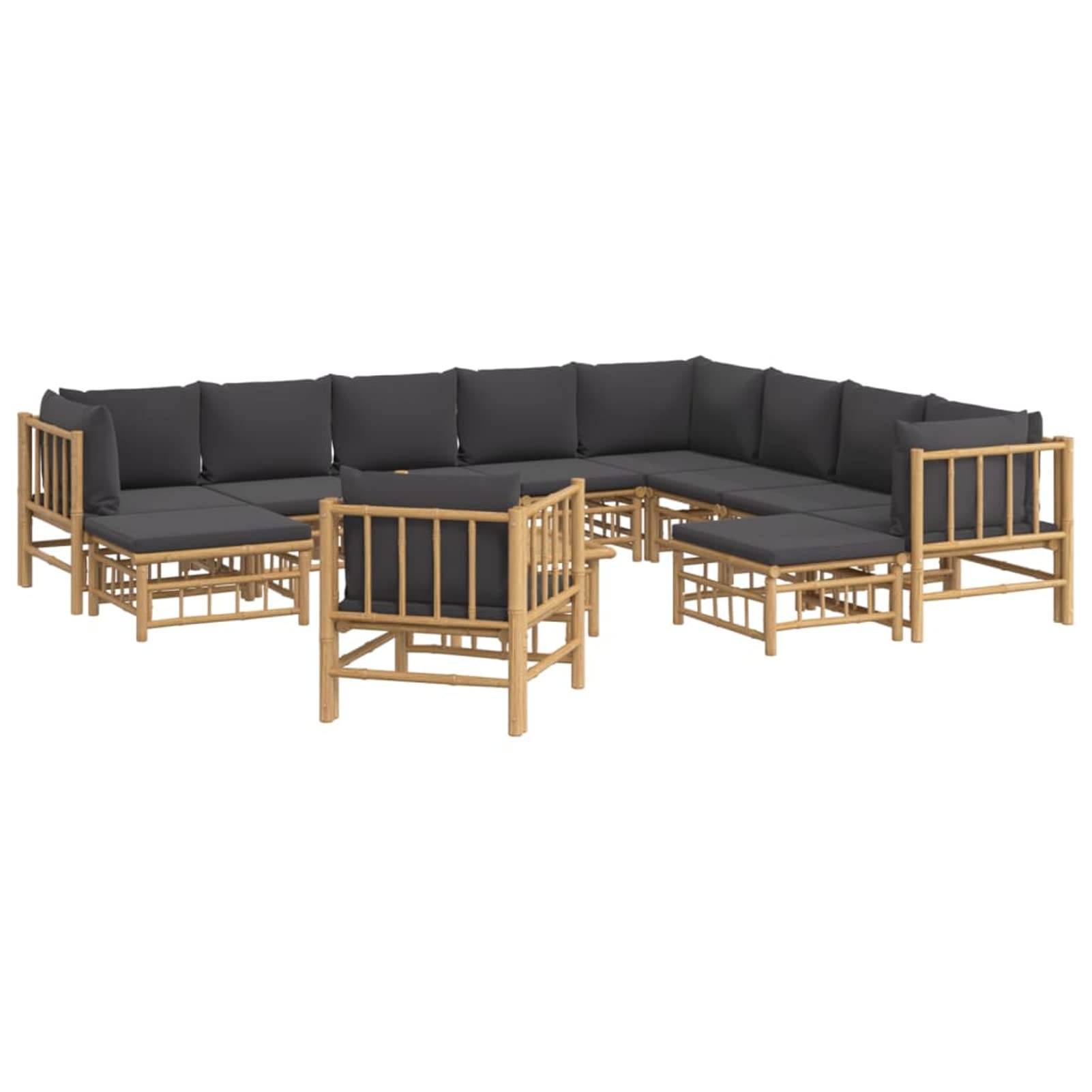 Festnight Gartenlounge-Set Aus Bambus – 4-teilig, Mit Gepolsterten Kissen, Modular Aufstellbar, Für Terrasse & Garten