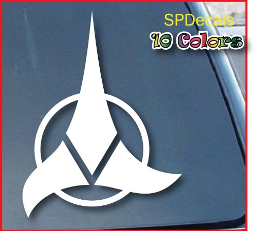 Bumper vinilo adhesivo adhesivos Klingon Star Trek para ventanillas de coche, Adhesivo 203 mmtall (Color: Blanco)