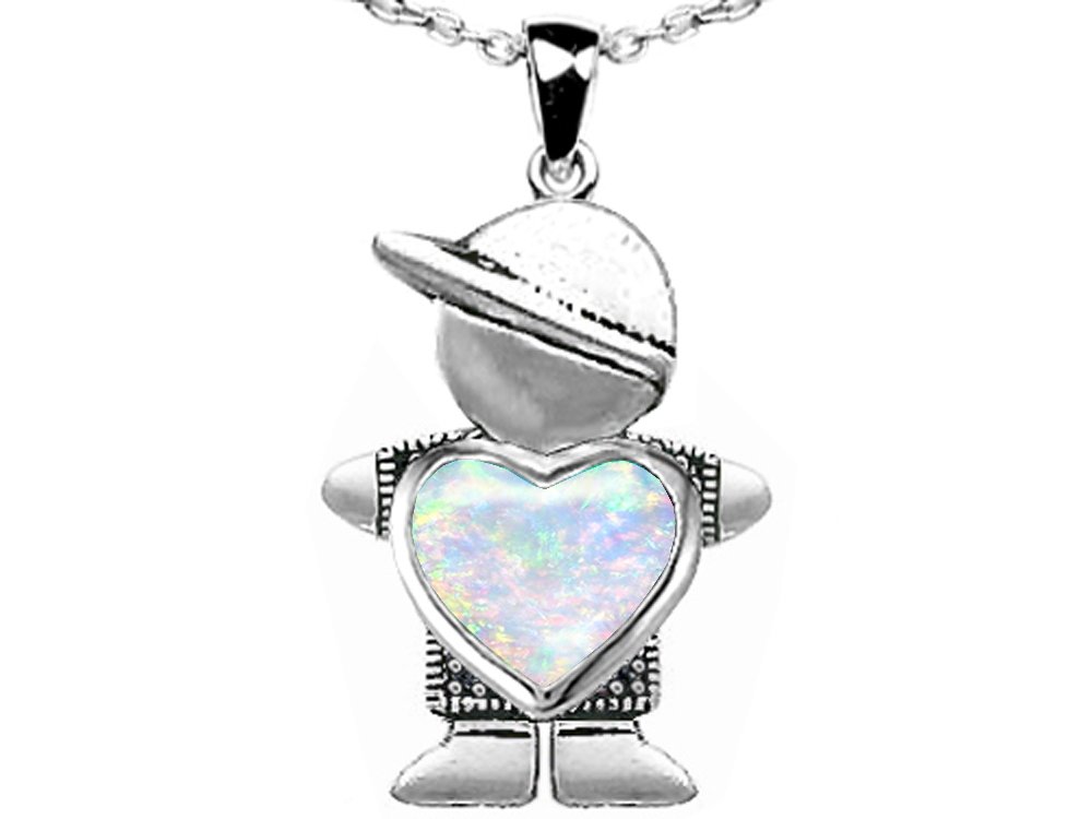 Star K Sterling Silver Boy Mother Heart Birthstone Pendant