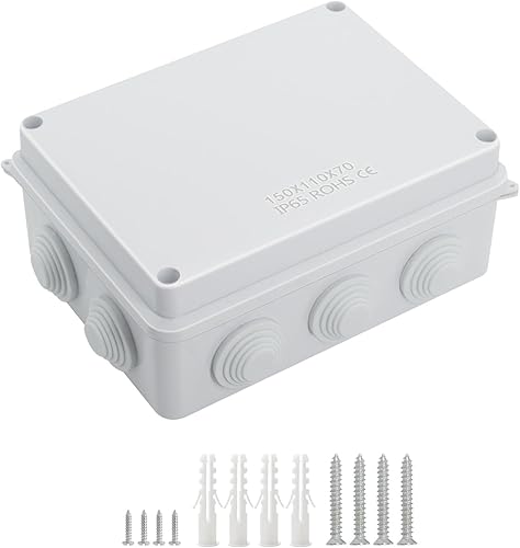 Miniatura 86 de LeMotech Caja de conexiones, plástico ABS IP55 resistente al agua y al polvo, caja eléctrica universal, caja de proyectos para exteriores e