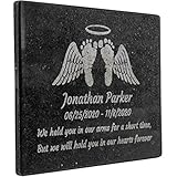 Black Granite Memorial Headstone Or Garden Memorial for Lost Infant or Child - Include You Personalized Text. Can be Used as a Sympathy Gift, Garden Stone or Grave Maker (6 x 8 x 0.4)
