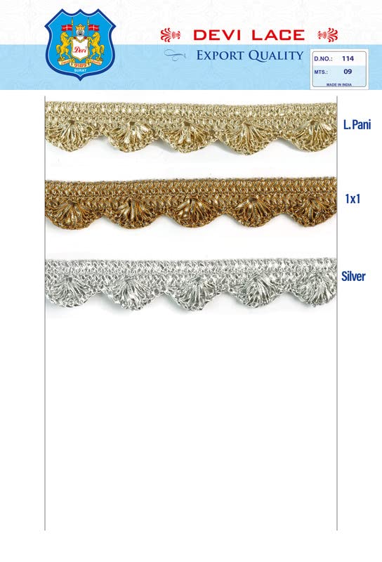 Image of Small Handwork Pankha Jhalar Zari Lace Border Reel for Saree, Dupatta, Fall, Decoration, Bag, Kurtis (9 Meter) (Matte)