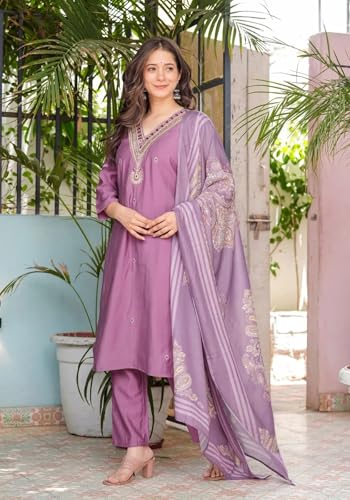 Fabnex Kurta For Women | Women Kurta Pant Set (K-124-Purple-2Xl)