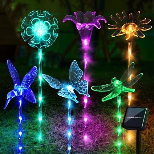 Set of 6 Arcylic Solar Lights for Outside, Solar Powered Garden...