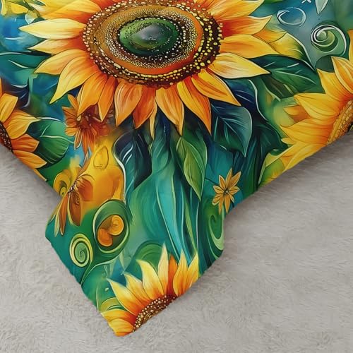 Image of AILONEN Sunflower Floral Twin Size Comforter Set,Butterfly Bedding Sets for Girls,Women Bedroom Decor,Soft Microfiber 3-Piece,1 Quilt + 2 Pillowcase