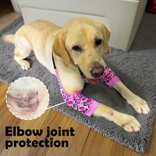 Image of Dog Elbow Wraps Knee Protector Pads Elbow Callus Treatment Sleeve for Wounds Front Legs Prevent Licking for Medium Large Dogs XL, Leopard
