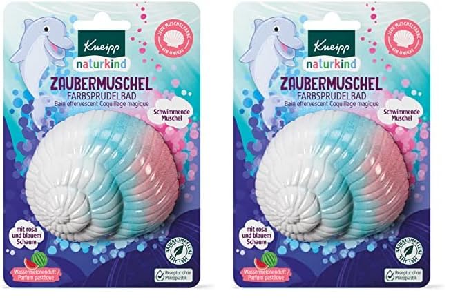 Kneipp naturkind Farbsprudelbad Zaubermuschel - Badezusatz mit wertvollem Traubenkern- & Avocadoöl - Schwimmende Muschel mit Duft nach Wassermelone für magischen Spaß in der Badewanne - 1St.